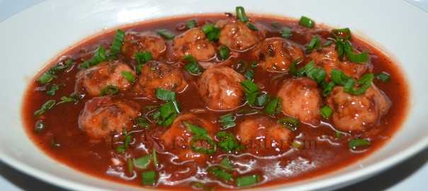 chicken balls in hot sauce